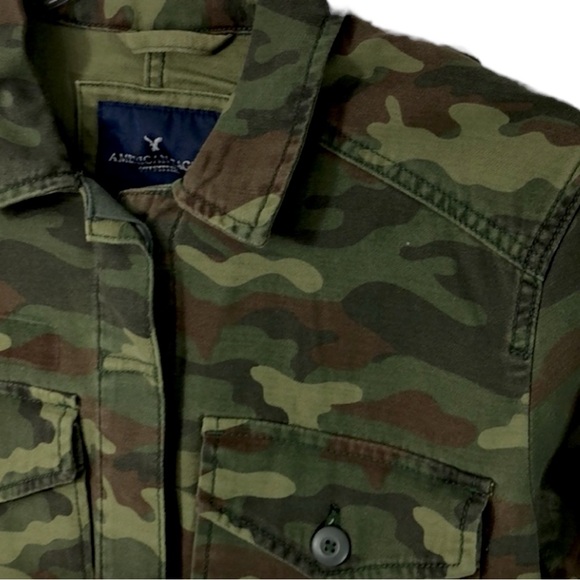 American Eagle Outfitters Green Camo “NAH” Utility Shirt Jacket - Picture 8 of 12